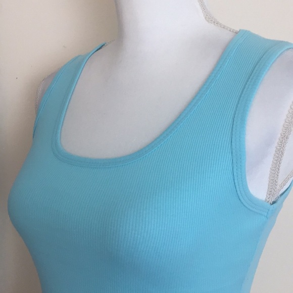 LAST ONE 👚 Beautiful soft ribbed teal tank top size S - Picture 8 of 8
